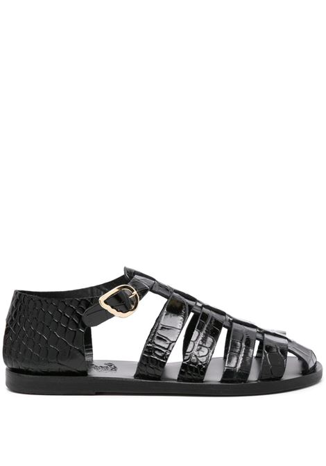 Sandali Homeria con effetto coccodrillo in nero di Ancient Greek Sandals - donna ANCIENT GREEK SANDALS | HOMERIABLK